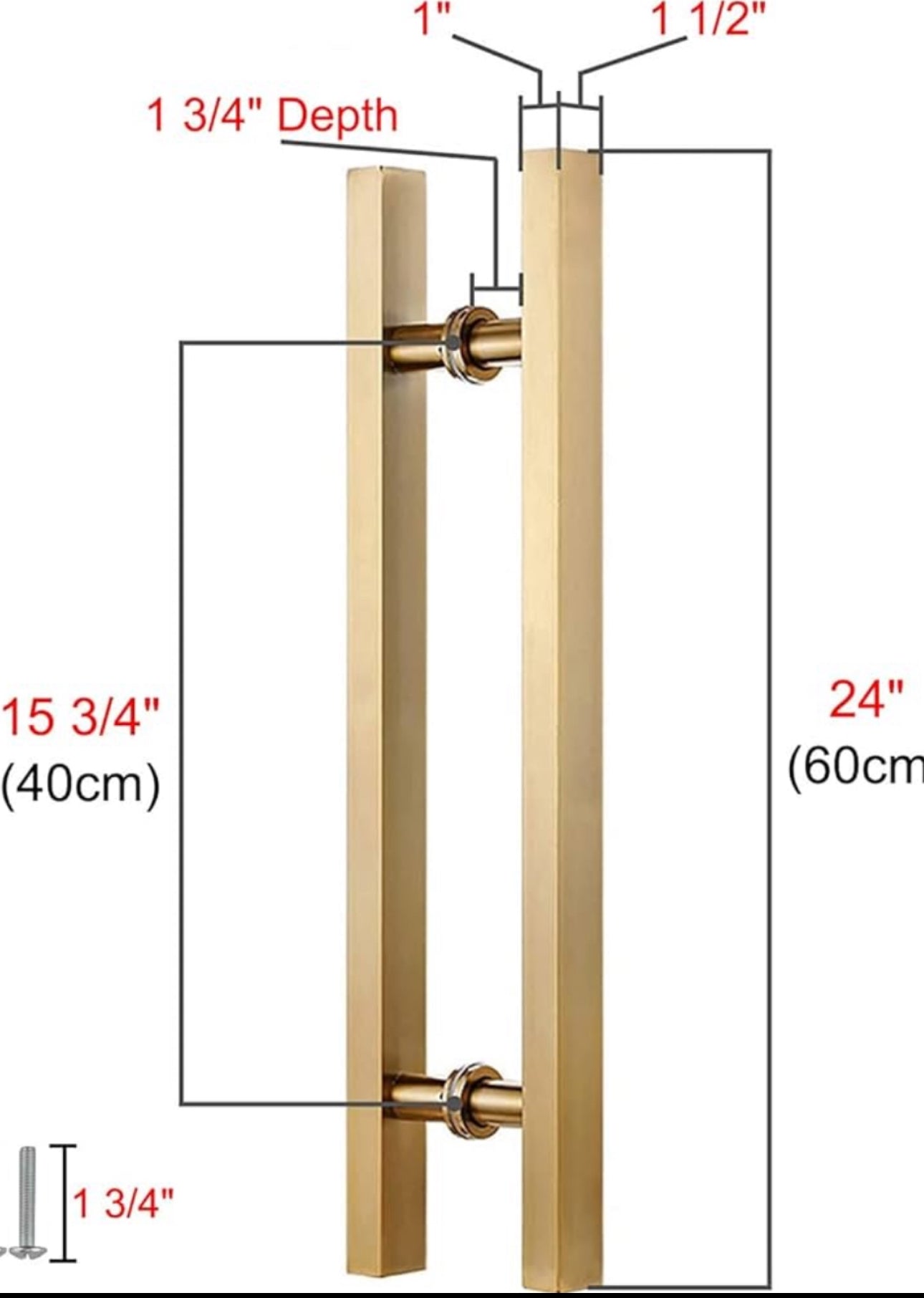 Prestige 24” Squared Brushed Gold Handle Set