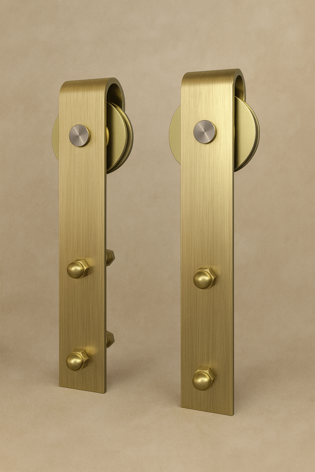 Modern Gold Front Strap Sliding Door Track Set