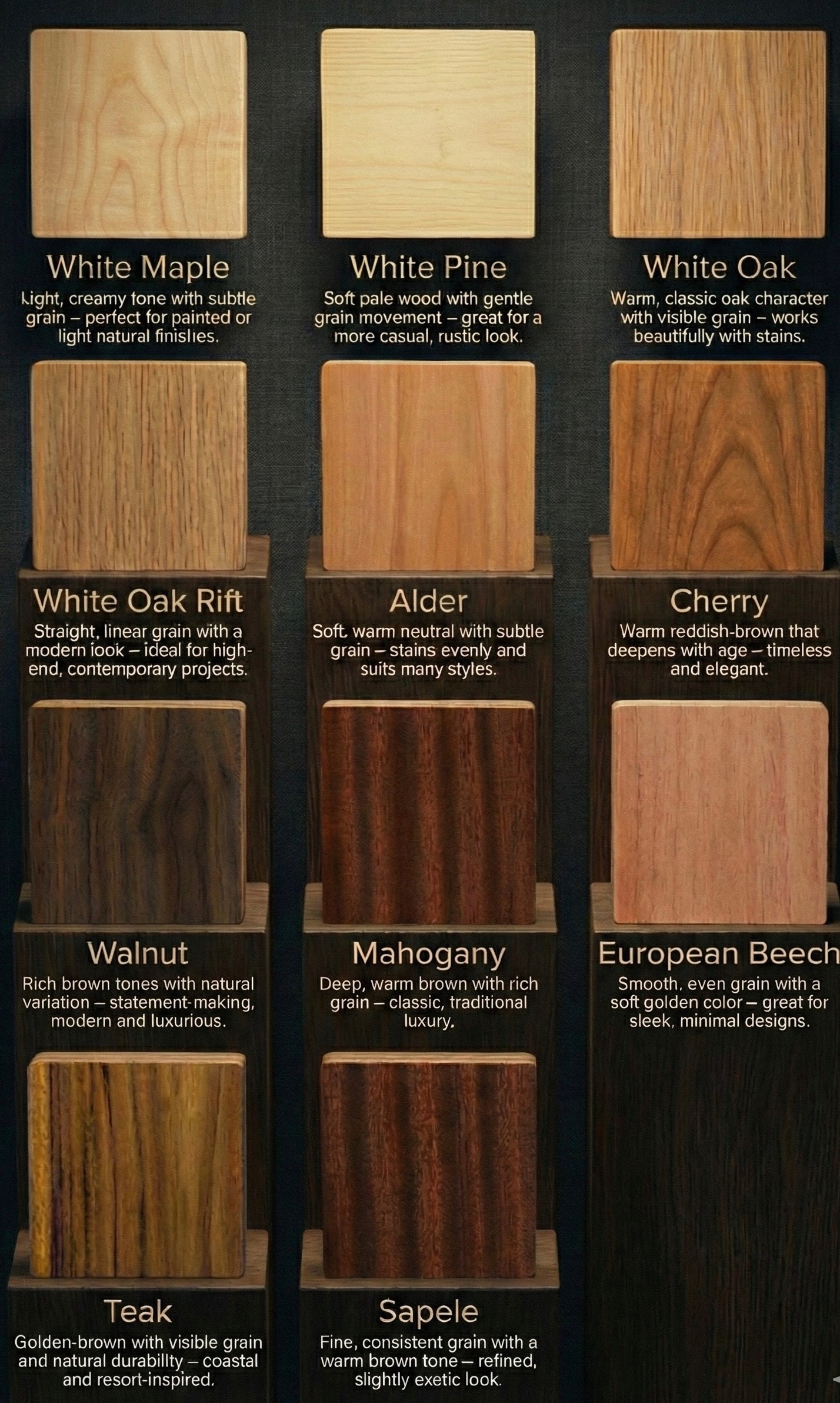 tobacco oak vs espresso Wood & Finish Samples
