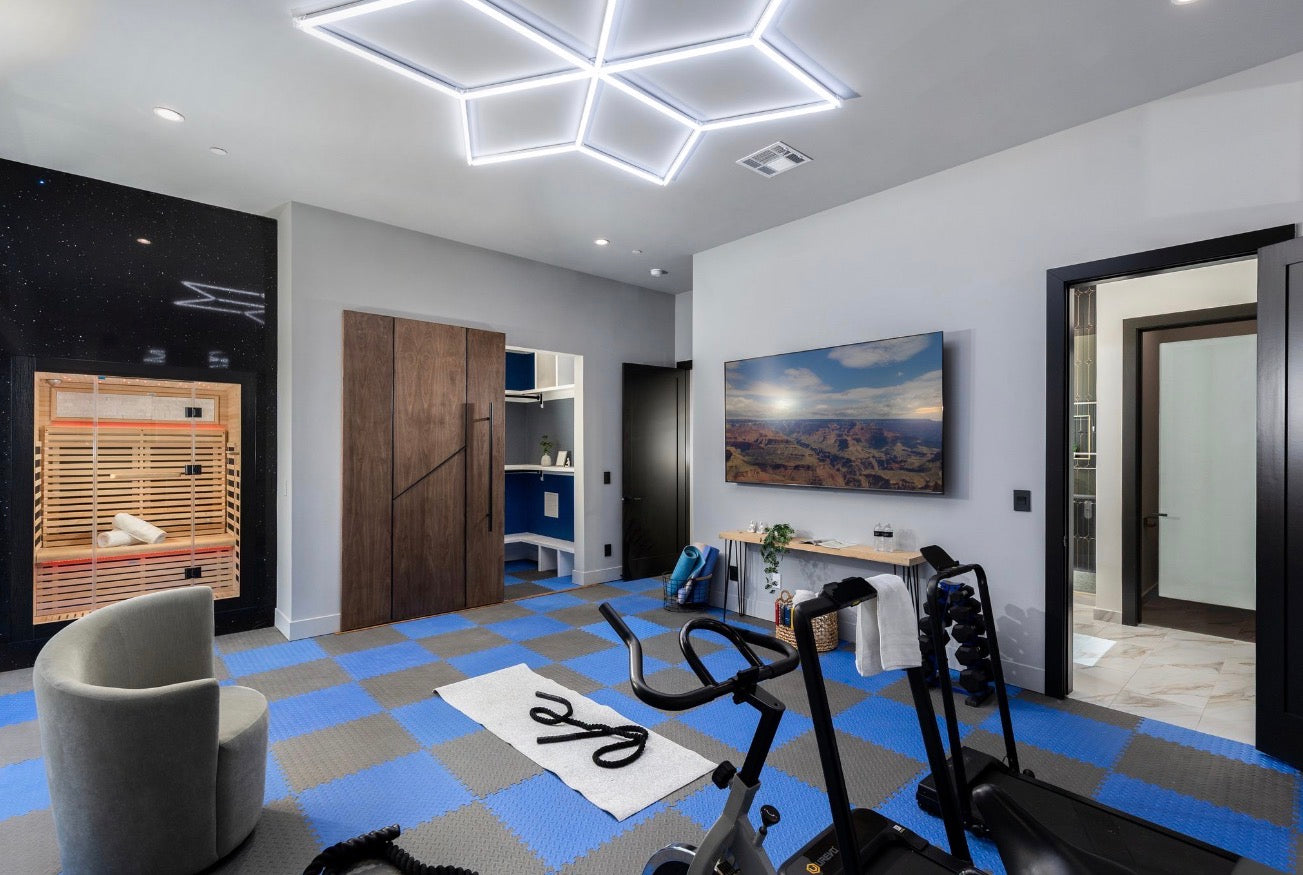 Custom Nerano walnut sliding interior door with Invisible Floating Slide™ concealed hardware by Rustic Luxe Designs.