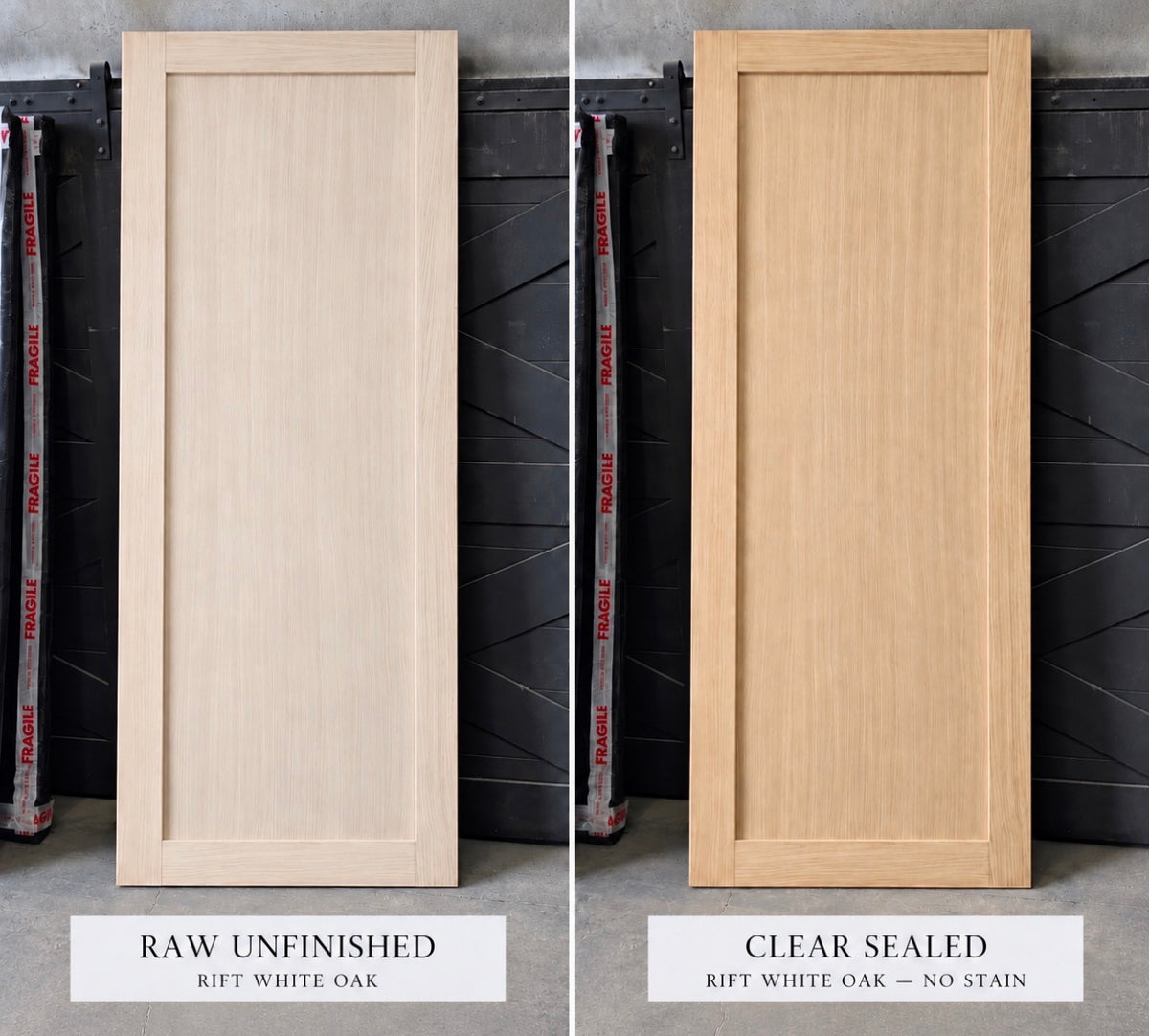 Rift White Oak ReadyShip interior door showing raw unfinished v clear seal and no stain