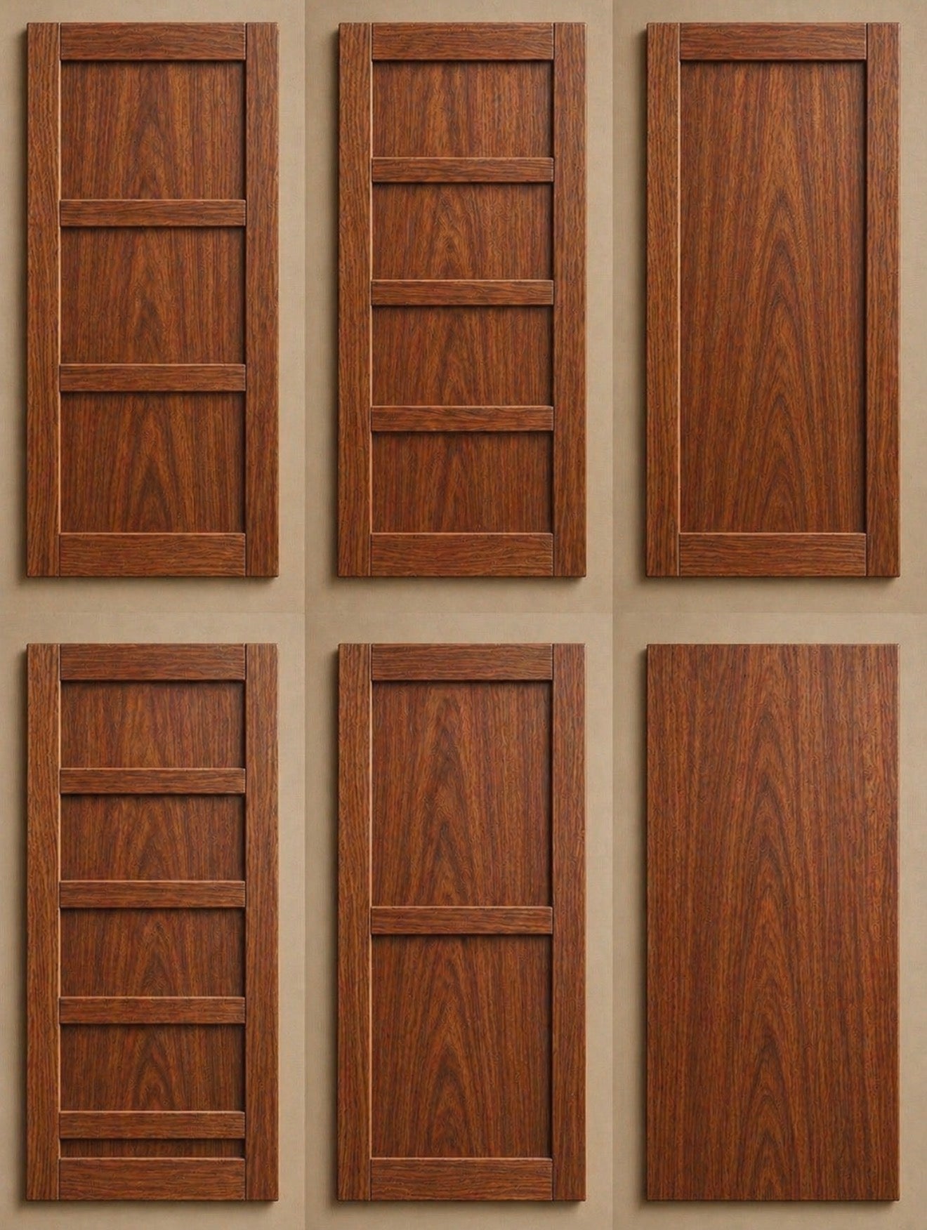 Sapele Interior Doors | 1-5 Panel, 96” Height | ReadyShip™ Fast Delivery