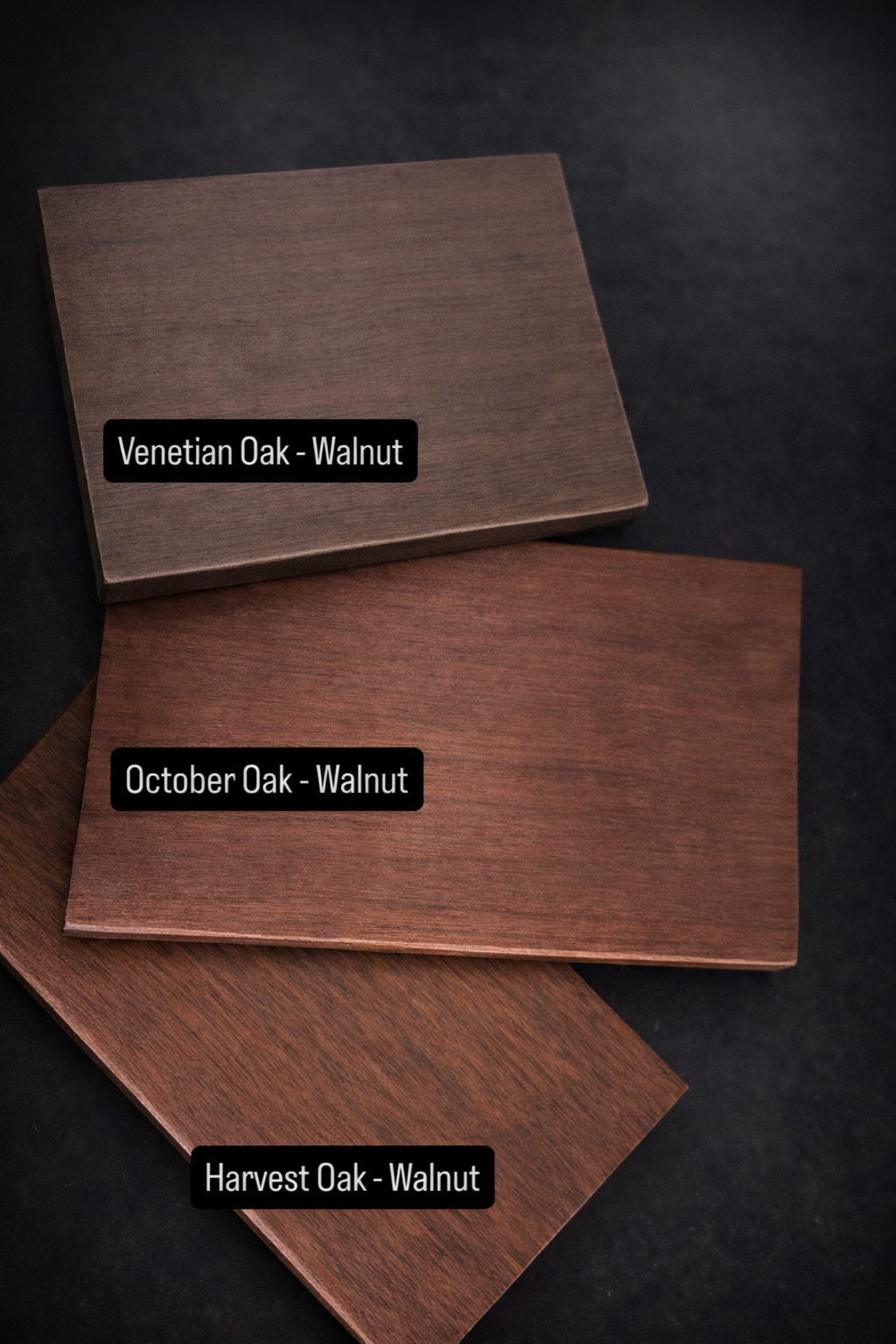 Order walnut door samples from Rustic Luxe Designs.