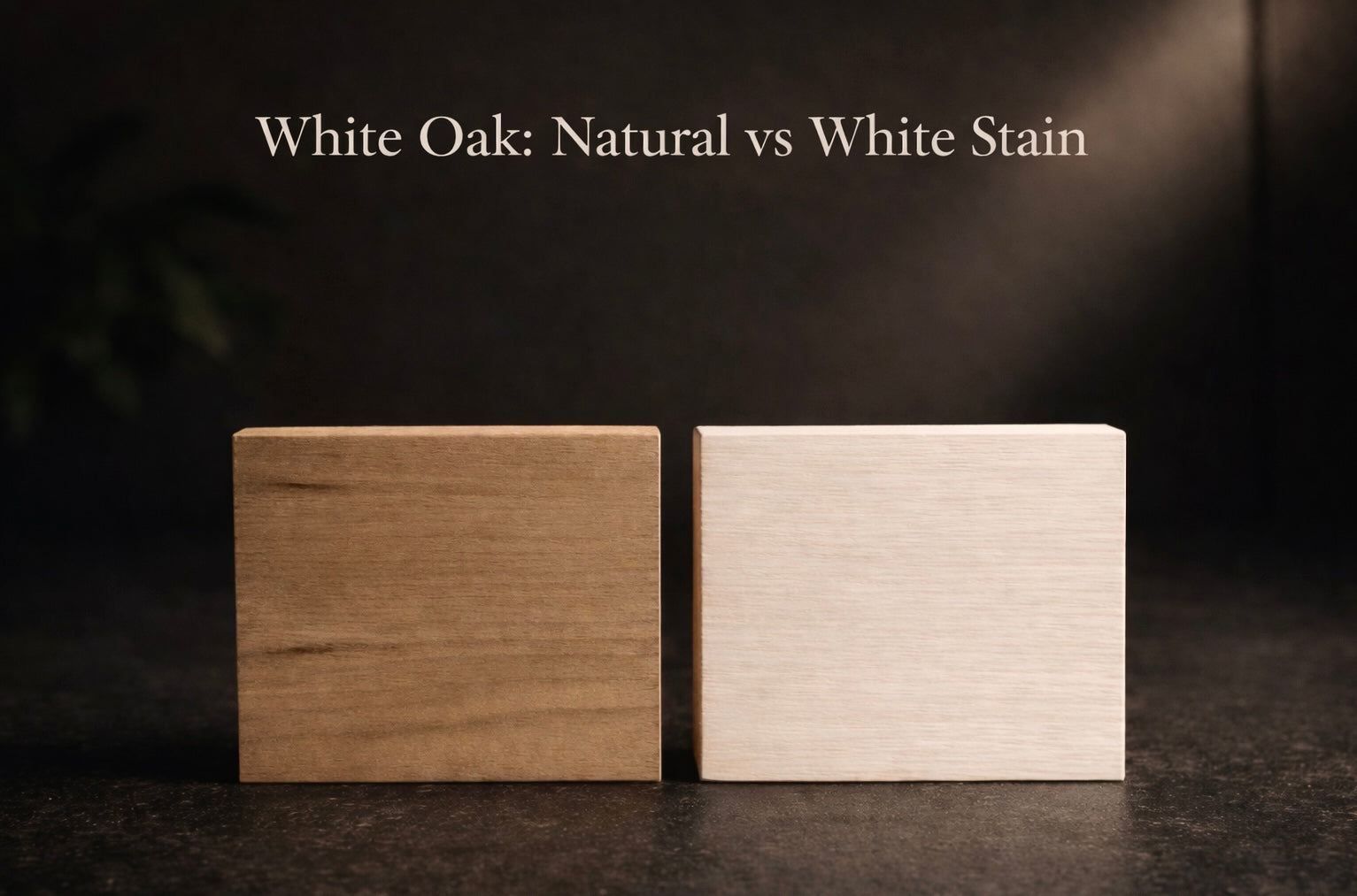 See the comparison of natural white oak v stained white oak for wood doors by Rustic Luxe Designs.