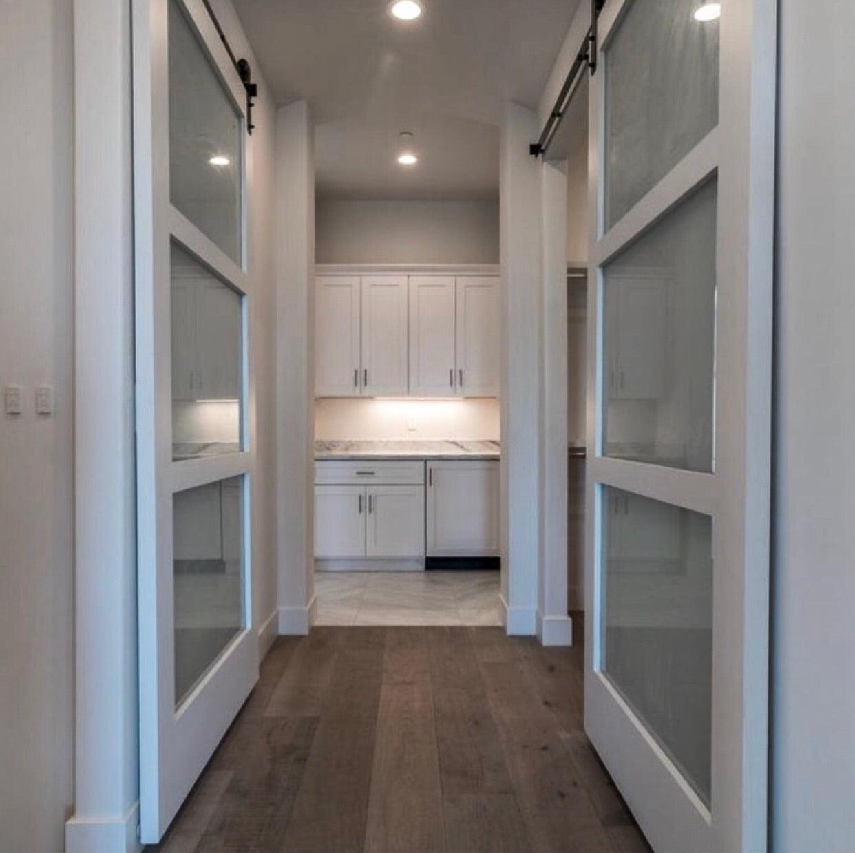 3-Panel Glass Sliding Barn Door