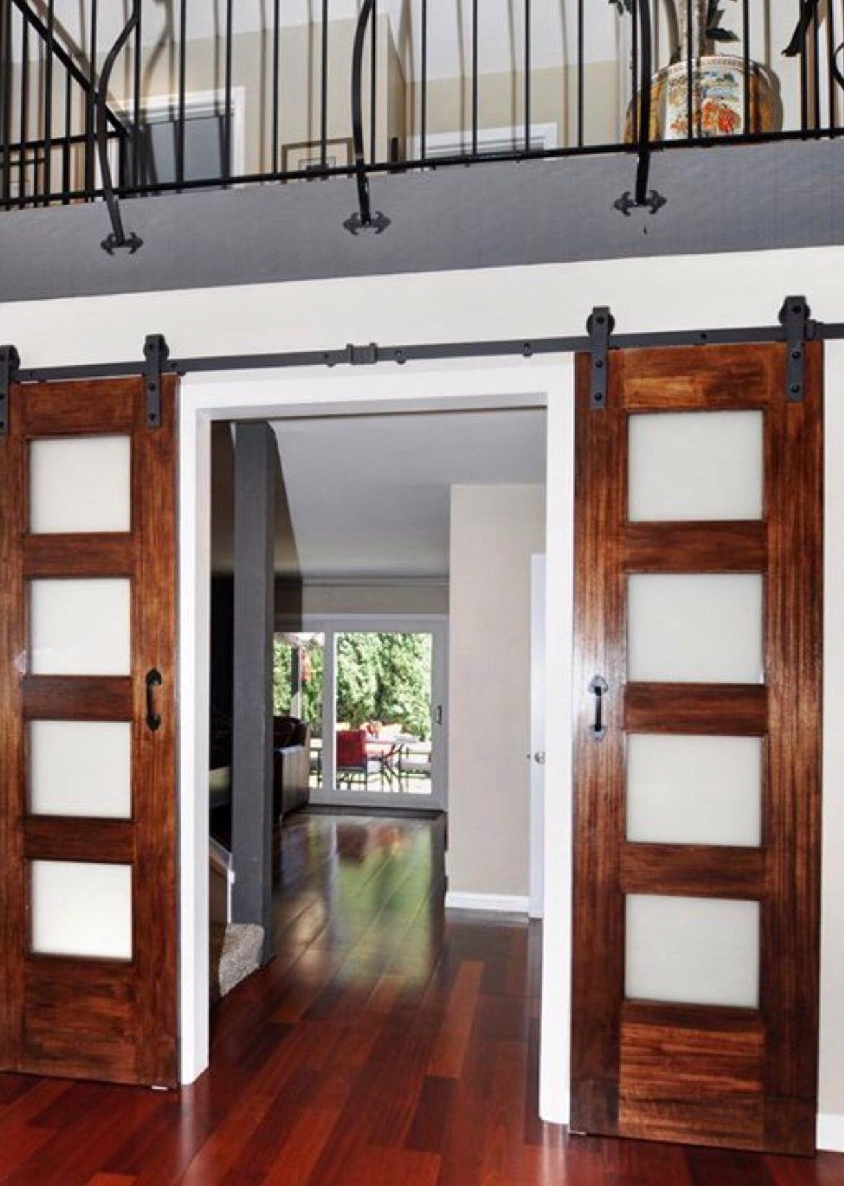 4-Panel Glass Sliding Barn Door