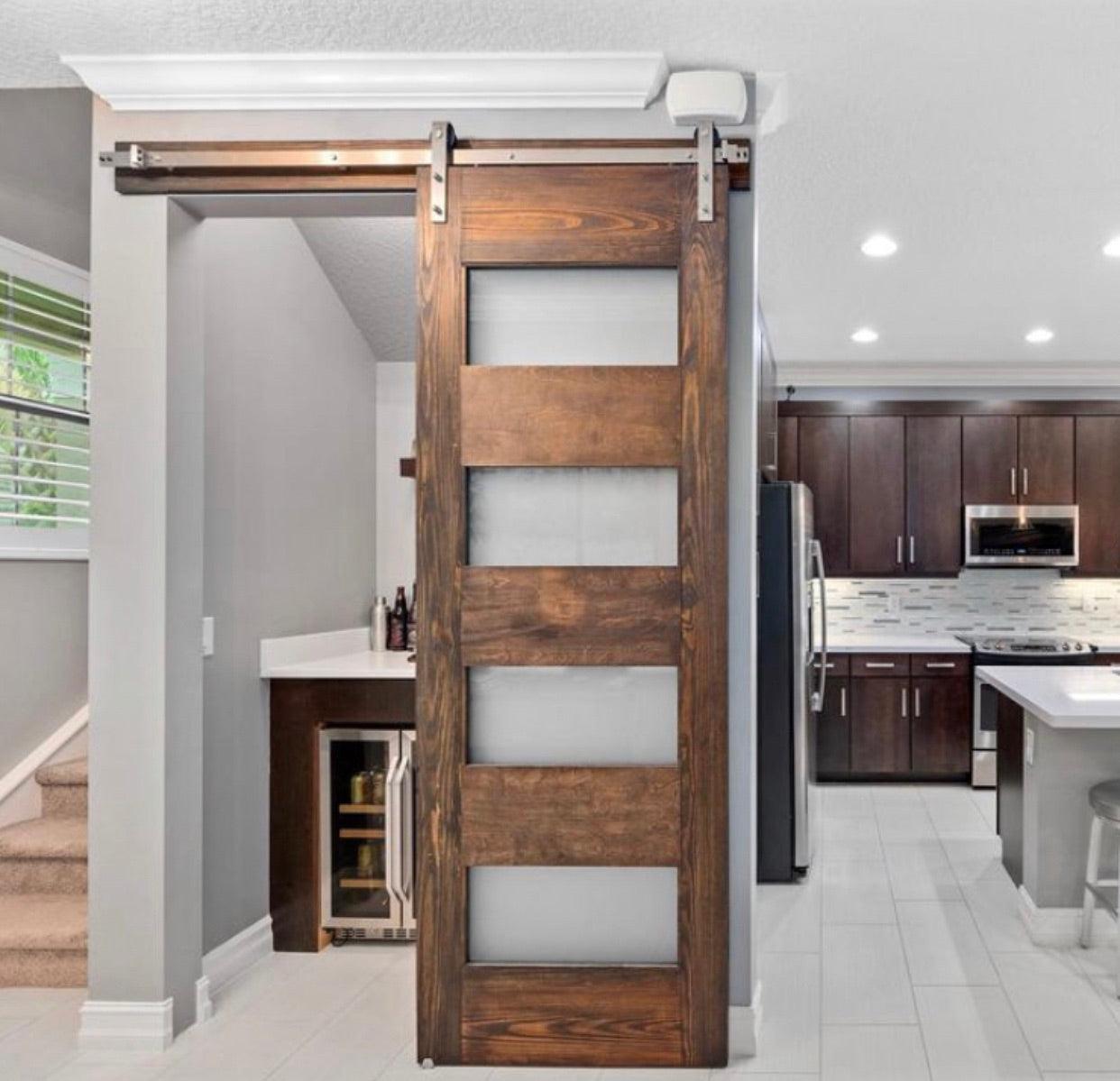 4-Panel Glass Sliding Barn Door