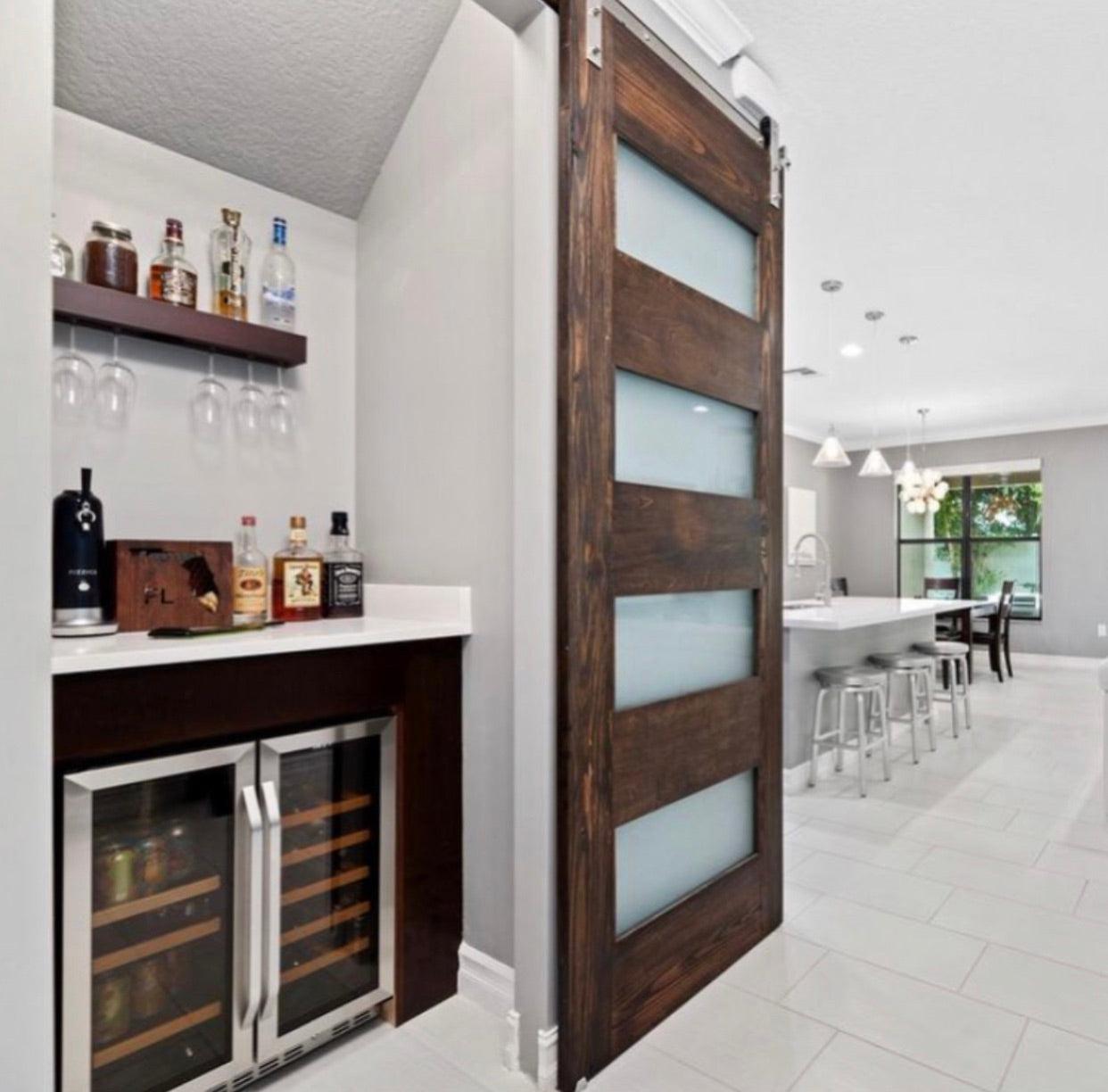 4-Panel Glass Sliding Barn Door