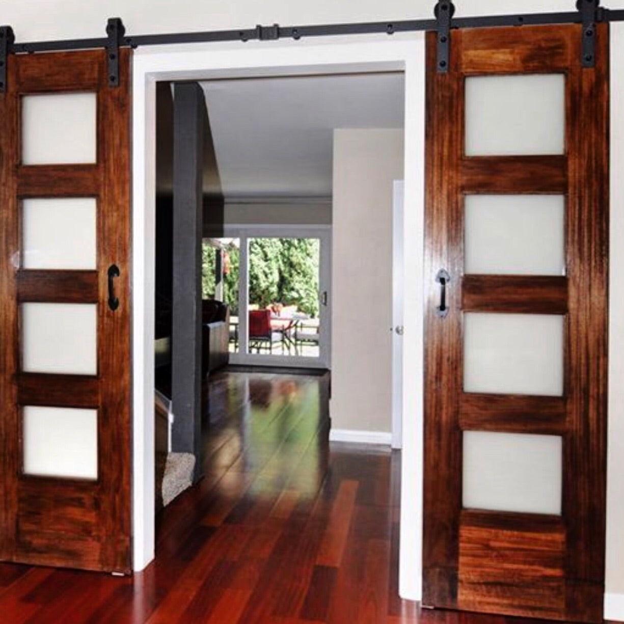 4-Panel Glass Sliding Barn Door