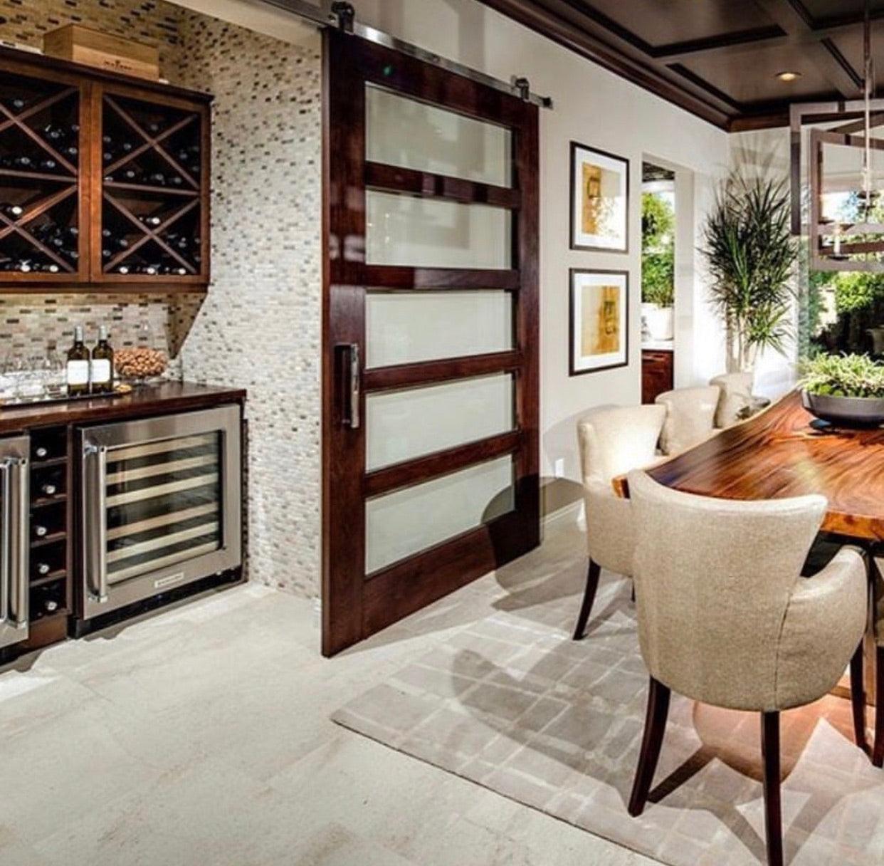 5-Panel Glass Interior Sliding Barn Door