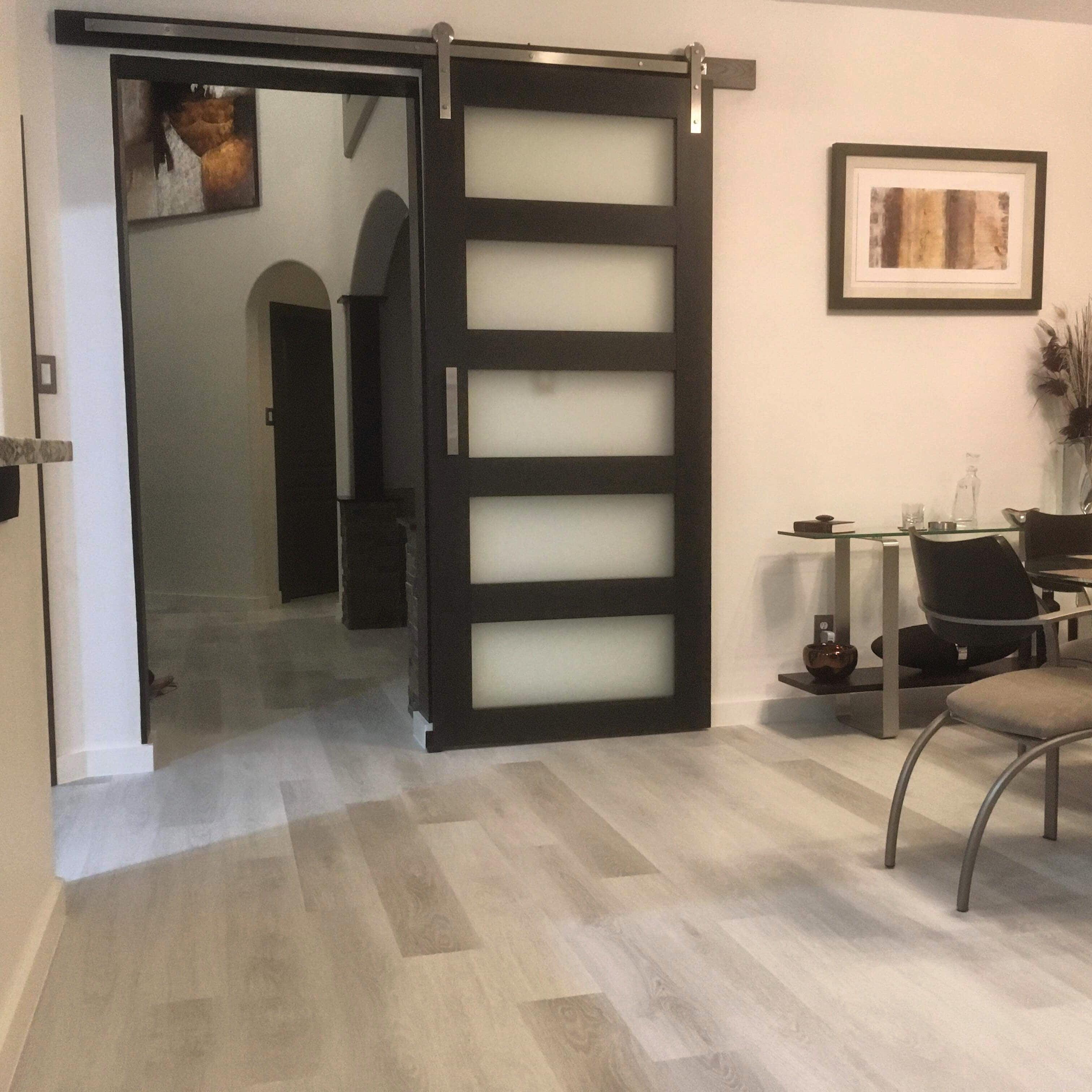 5-Panel Glass Interior Sliding Barn Door