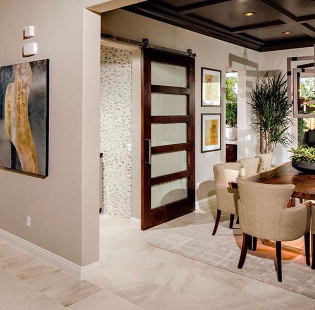 5-Panel Glass Interior Sliding Barn Door