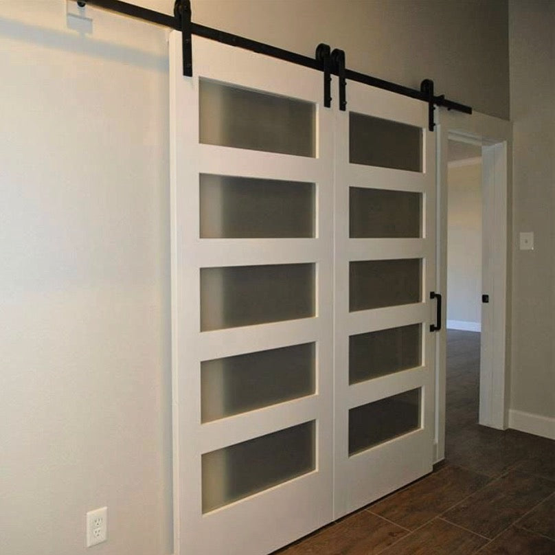 5-Panel Glass Interior Sliding Barn Door