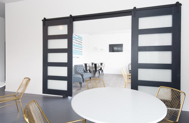 5-Panel Glass Interior Sliding Barn Door