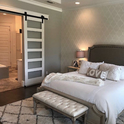 6-Panel Glass Interior Sliding Barn Door
