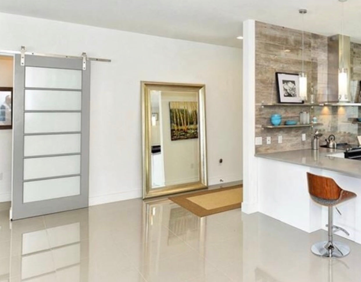 6-Panel Glass Interior Sliding Barn Door