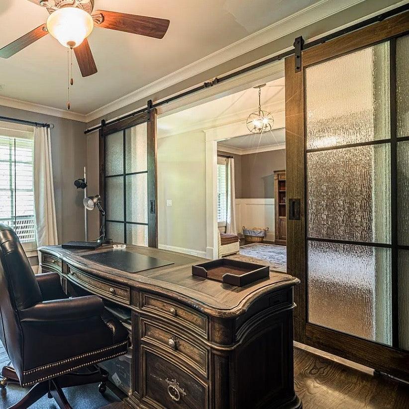 Rain Pattern Etched 6-Pane Door - Rustic Luxe Designs