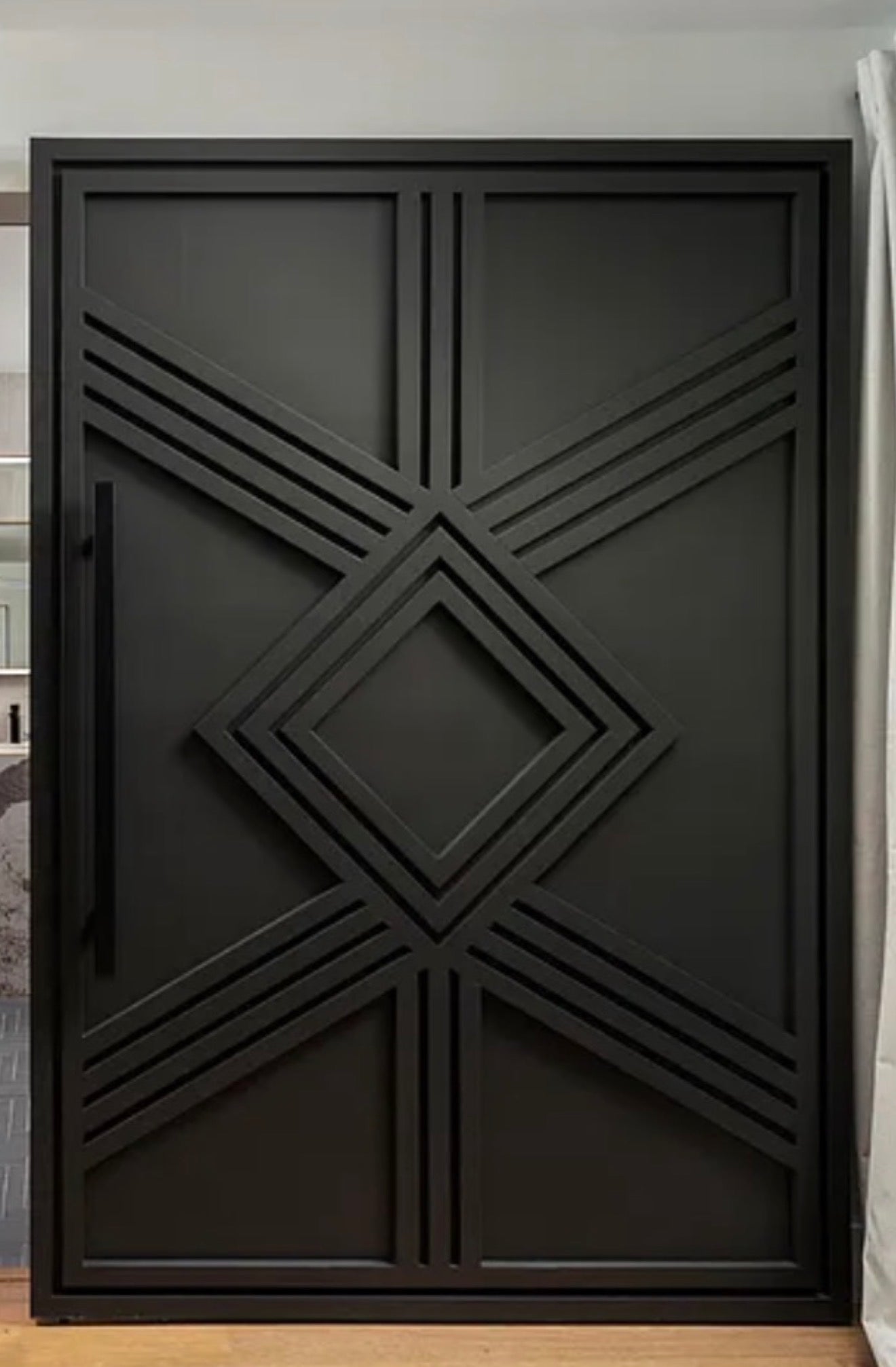 Giza Grand black geometric sliding door with raised architectural door detailing