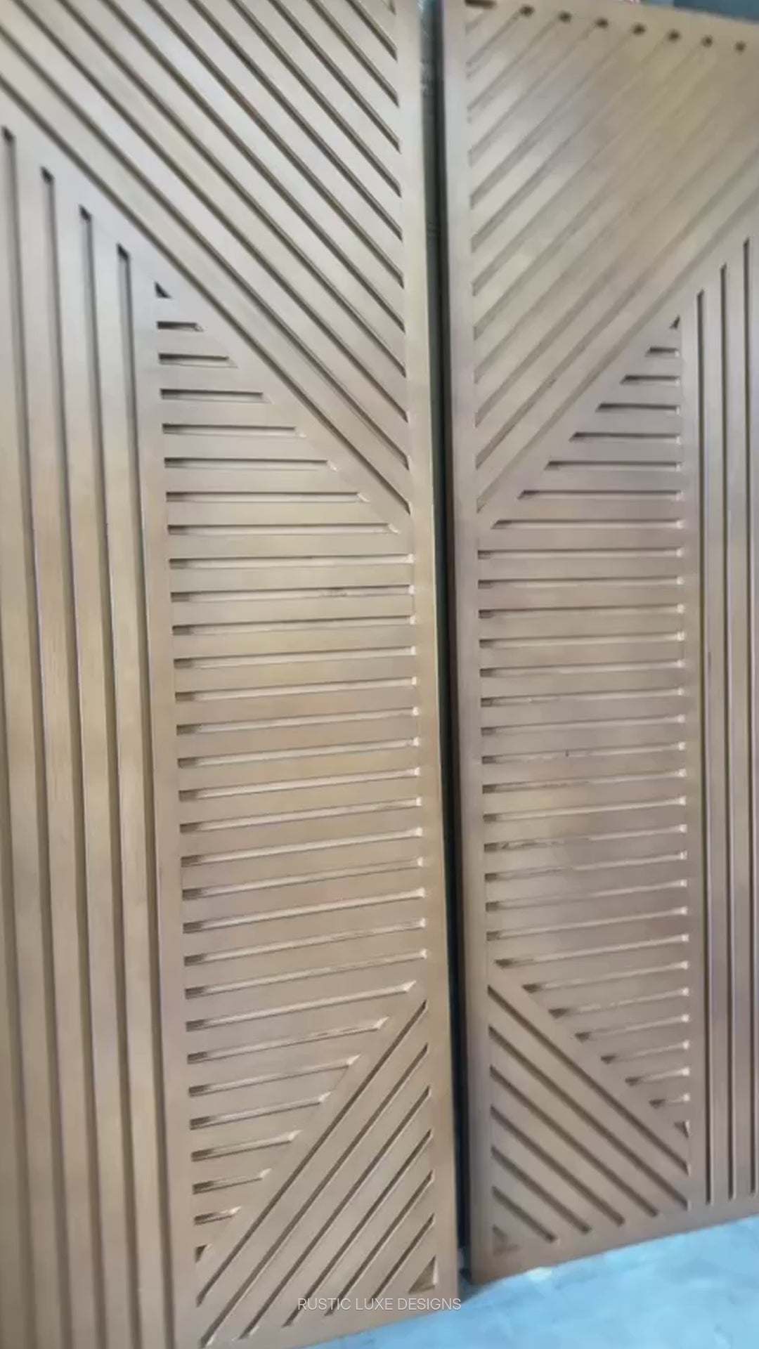 Pannello custom architectural doors shown in production at Rustic Luxe Designs