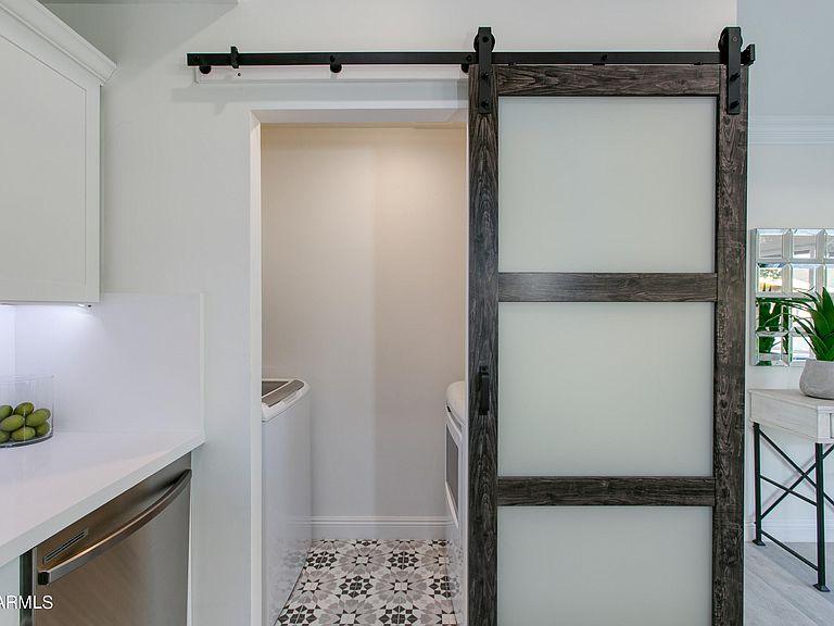 3-Panel Glass Sliding Barn Door in Kitchen