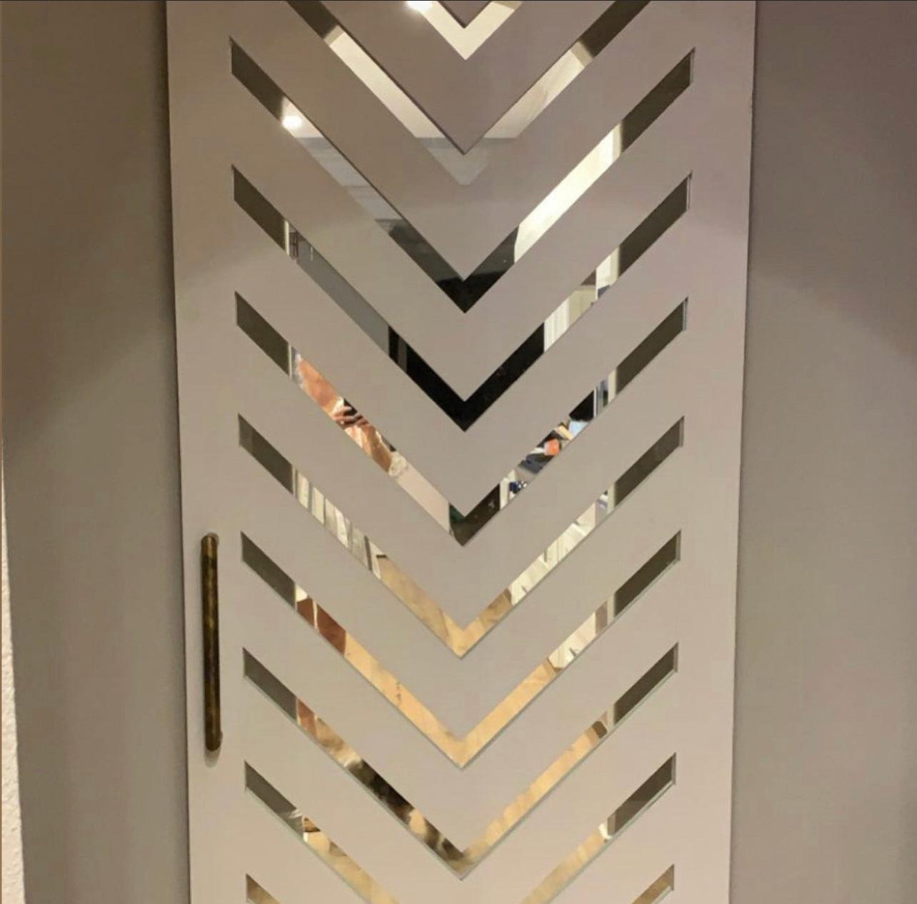 Chevron Full Panel Mirror Door - Rustic Luxe Designs