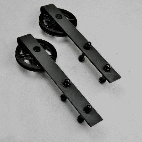 Classic Black Front Strap Door Track Set - Rustic Luxe Designs