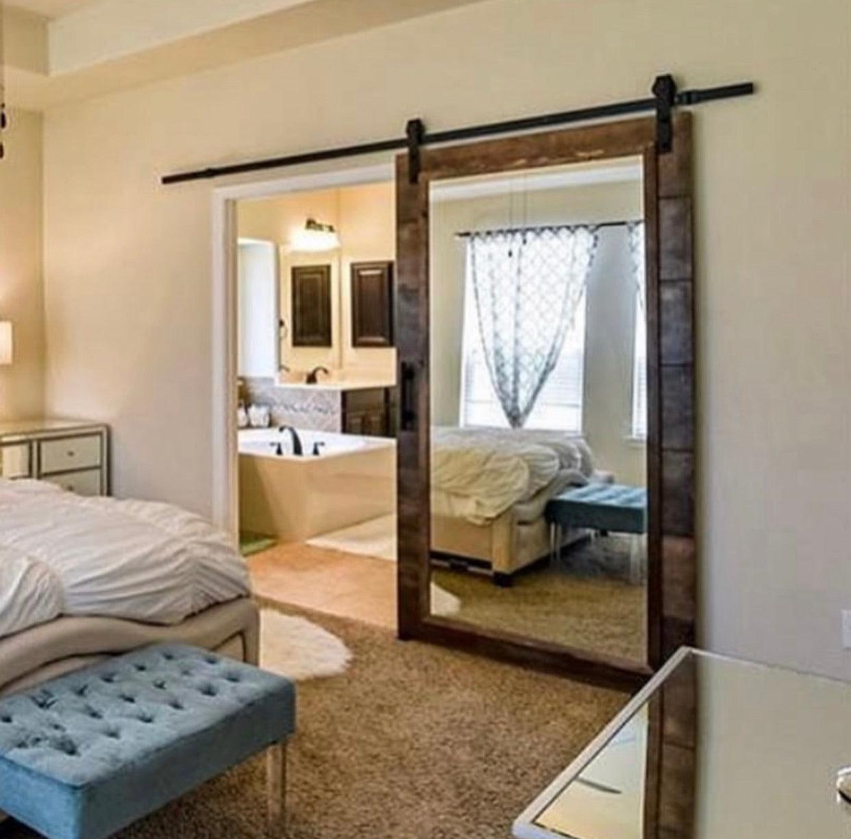 Horizontal Plank Mirrored Door - Rustic Luxe Designs