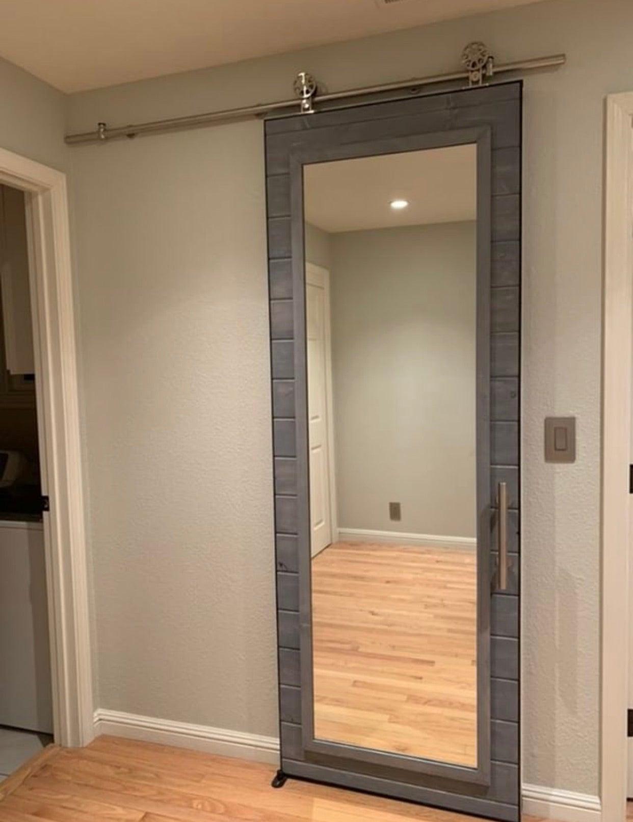 Horizontal Plank Mirrored Door - Rustic Luxe Designs