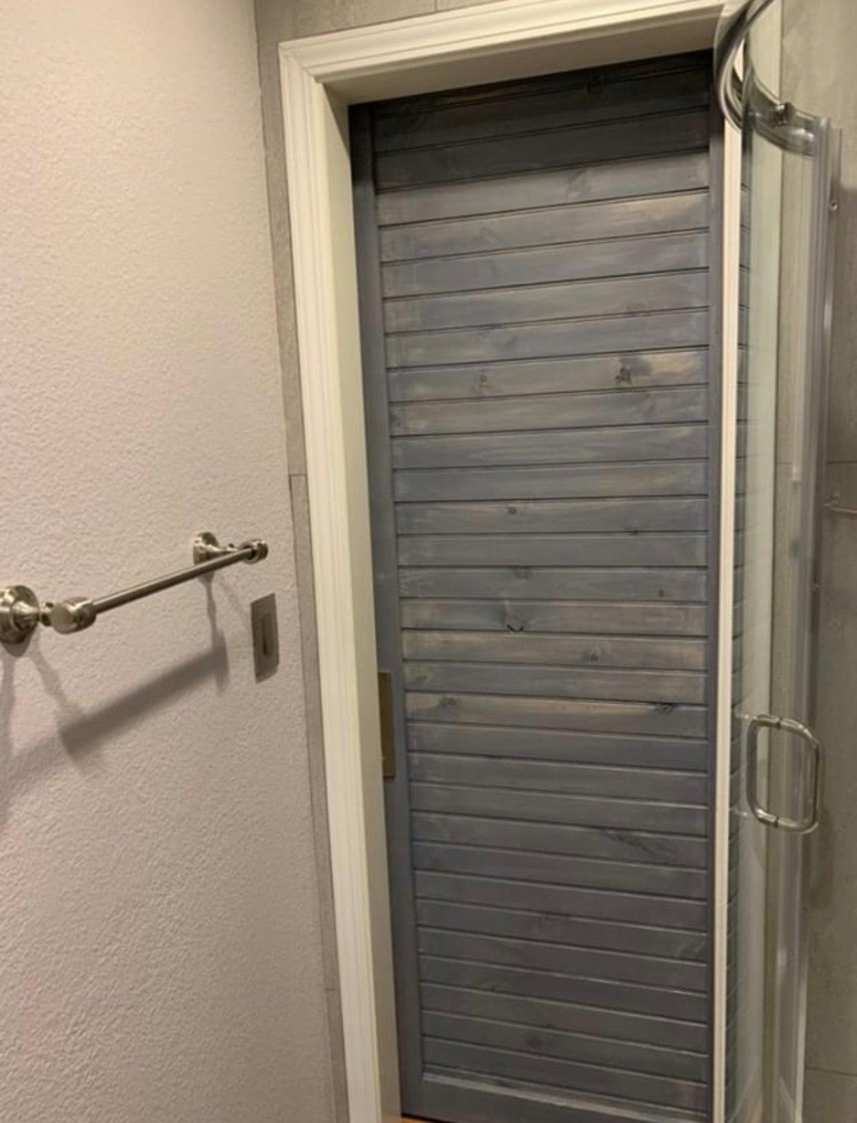 Horizontal Plank Mirrored Door - Rustic Luxe Designs