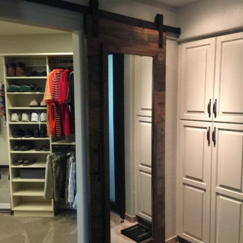 Horizontal Plank Mirrored Door - Rustic Luxe Designs