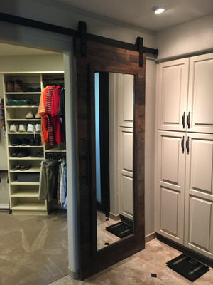 Horizontal Plank Mirrored Door - Rustic Luxe Designs