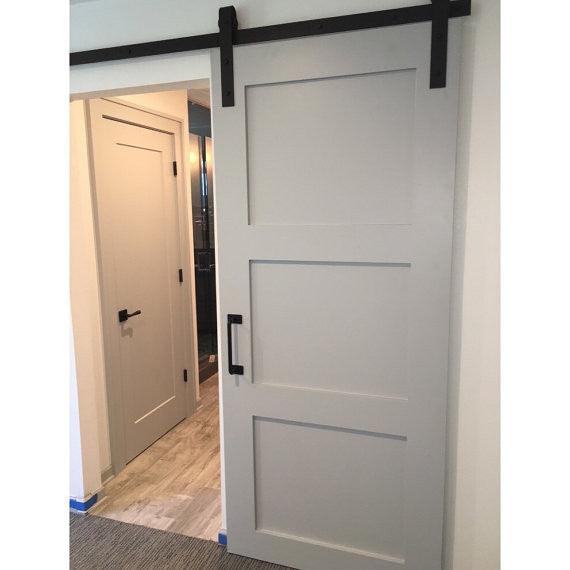 Modern Black Front Strap Door Track Set - Rustic Luxe Designs