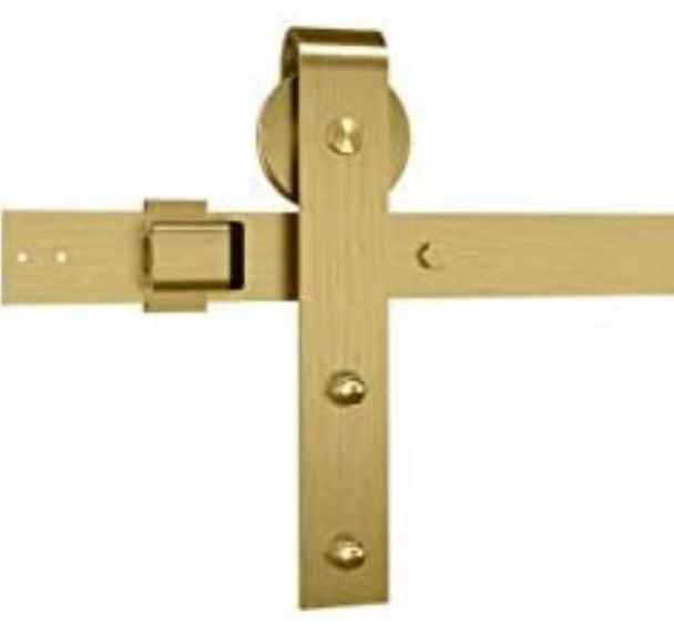 Modern Gold Front Strap Door Track Set - Rustic Luxe Designs